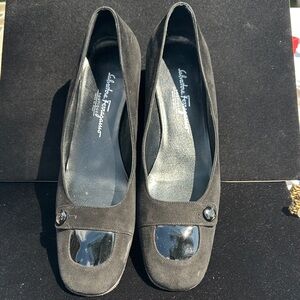 Salvatore Ferragamo Black Suede Heels